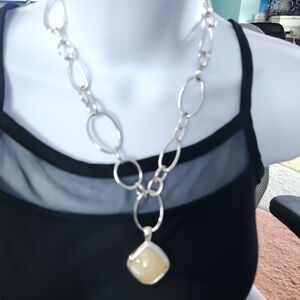 Vintage Joan Rivers Silvertone Necklace With Changeable Stones